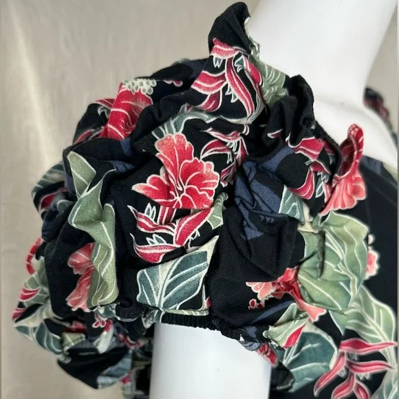 Vintage T&L Muumuu Factory Hawaii Floral Puff Sleeve Maxi Dress - Picture 3 of 16